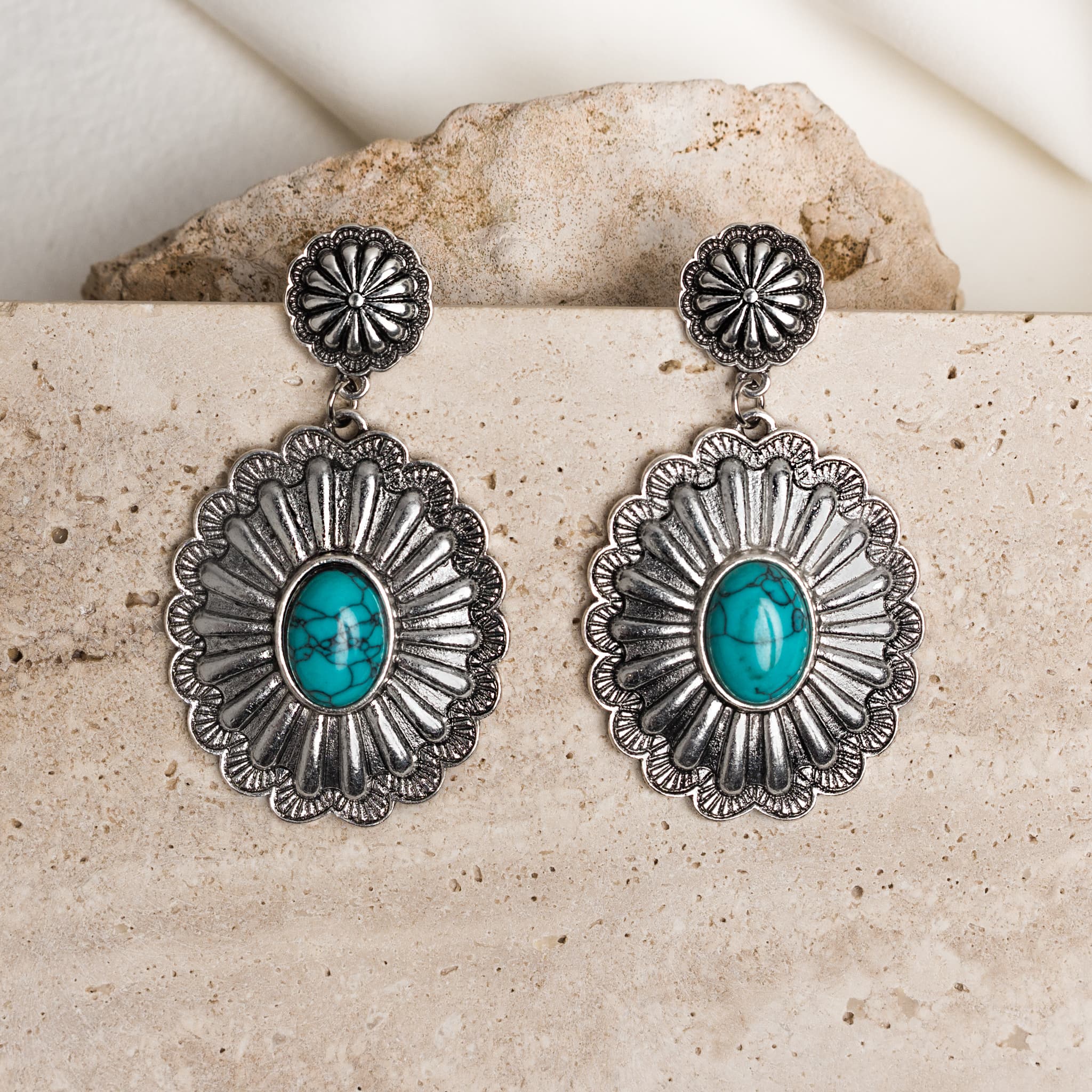 Western Sunburst Turquoise Earrings