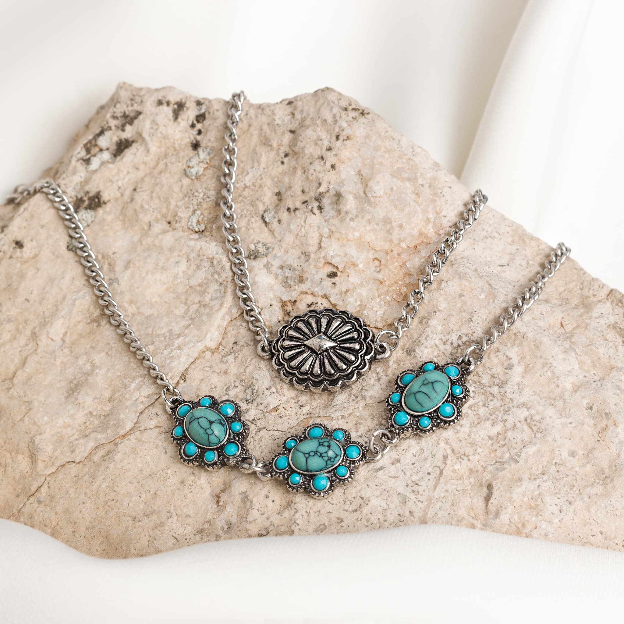 Western Turquoise Blossom Bracelet Set