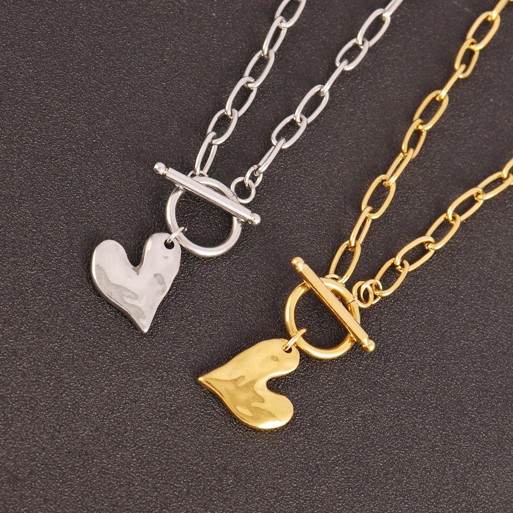 Artisan Hammered Heart Toggle Necklace