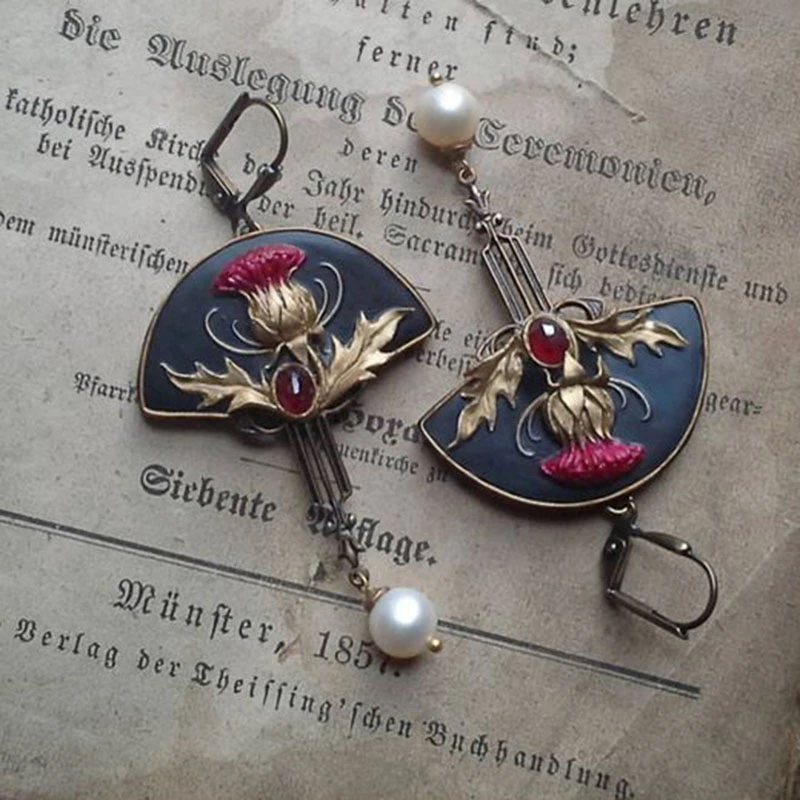 Vintage Red Pearl Earrings